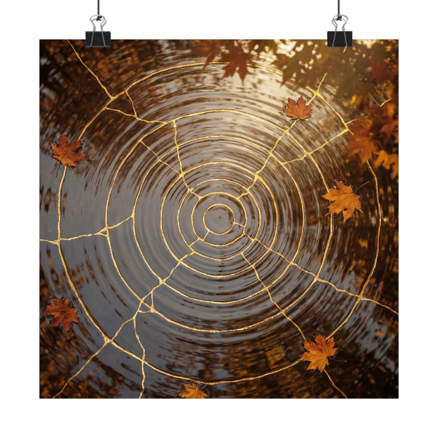 Water Ripple Autumn Wall Art Print | Kintsugi Resilient Design Art Print