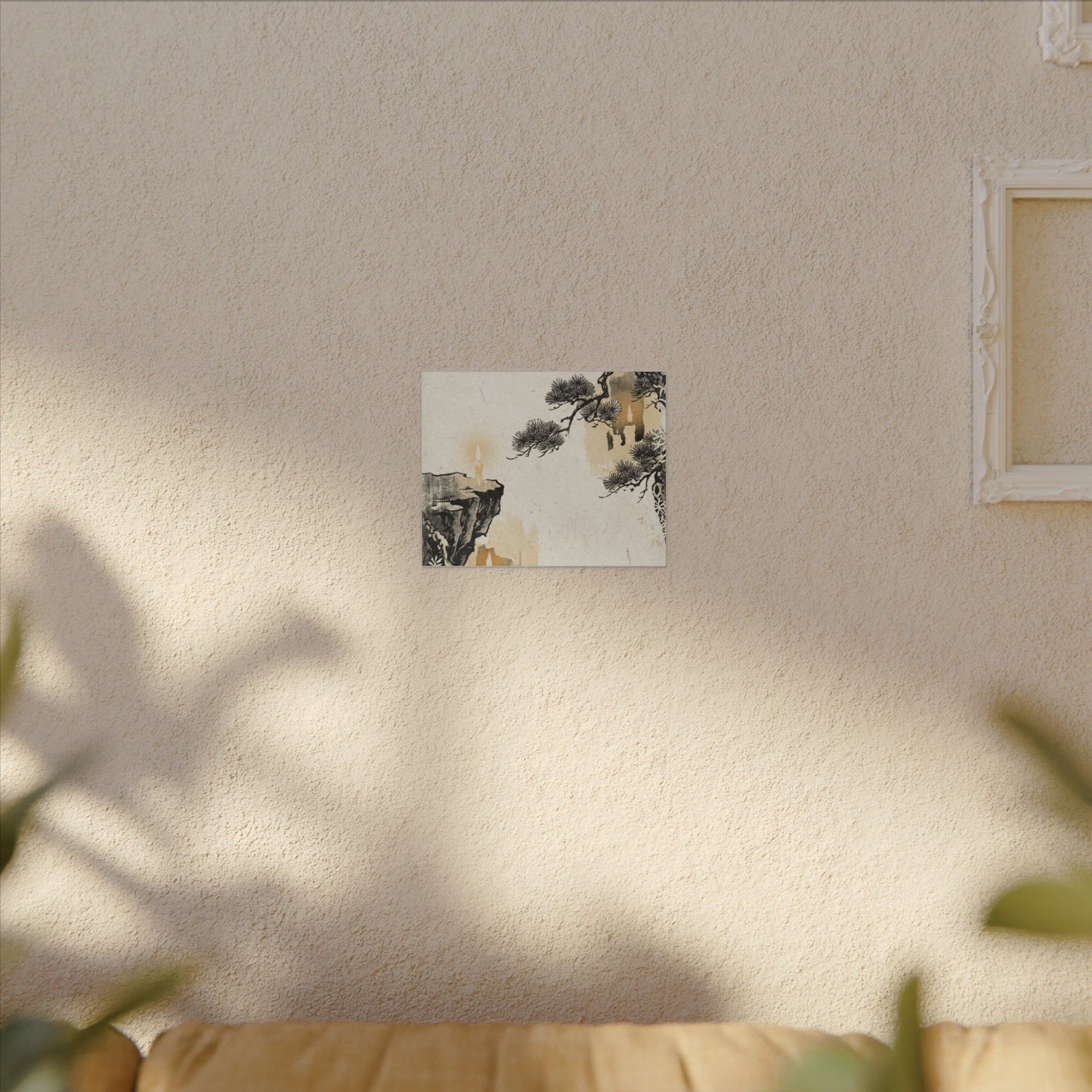 Japandi Pine Tree in Candlelight | Japanese Pattern Canvas Art
