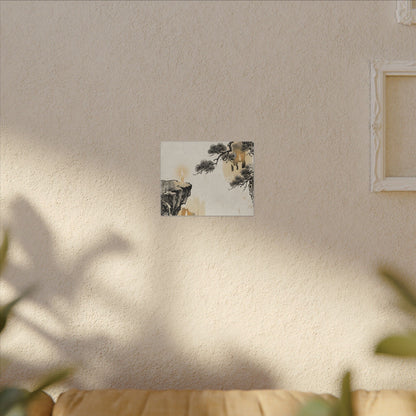 Japandi Pine Tree in Candlelight | Japanese Pattern Canvas Art