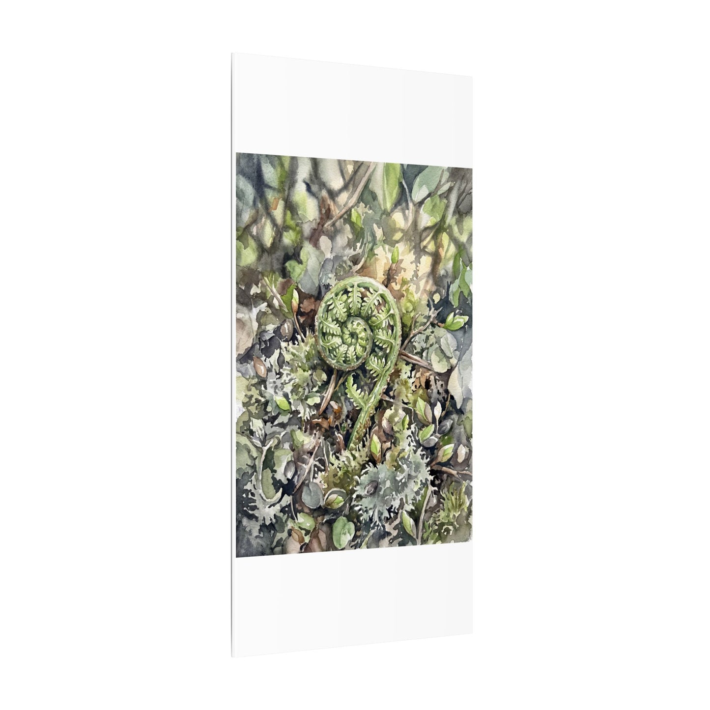 Fern Unfurling Spring Canvas Art | Japandi Neutral Design