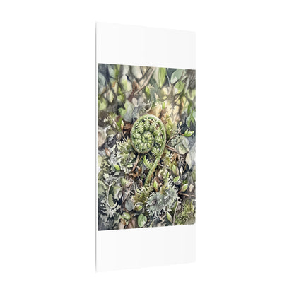 Fern Unfurling Spring Canvas Art | Japandi Neutral Design