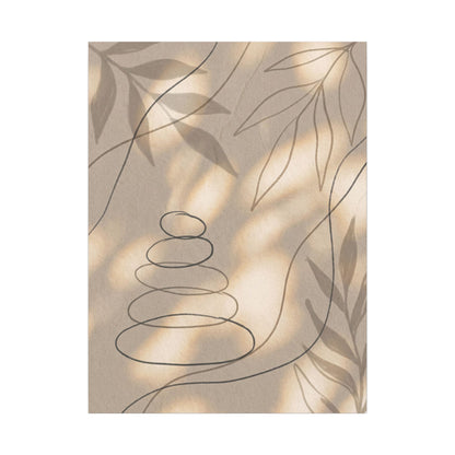 River Stones Minimal Line Canvas Art | Earthy Japandi Art