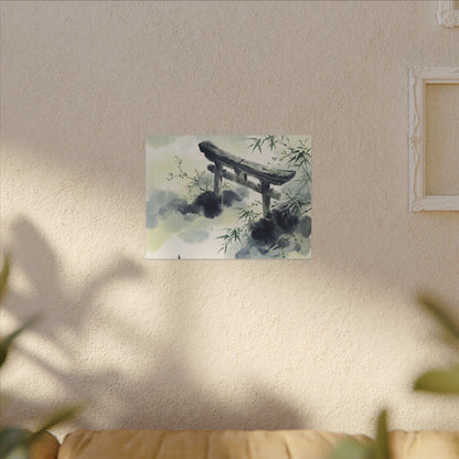 Torii Gate Sumi E Canvas Art | Serene Zen Art