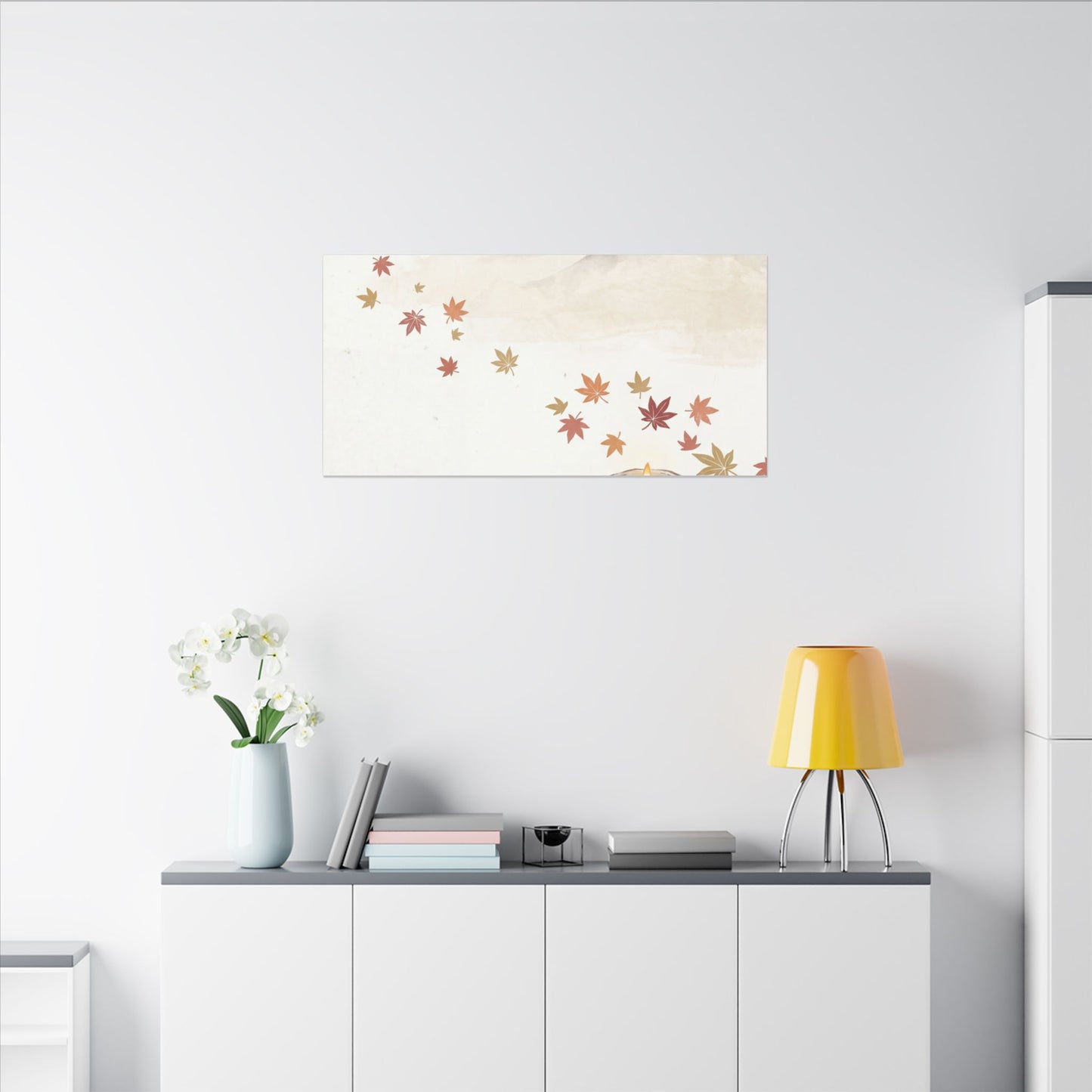 Earthy Mountain Mist Canvas Art - Japanese Pattern Japandi