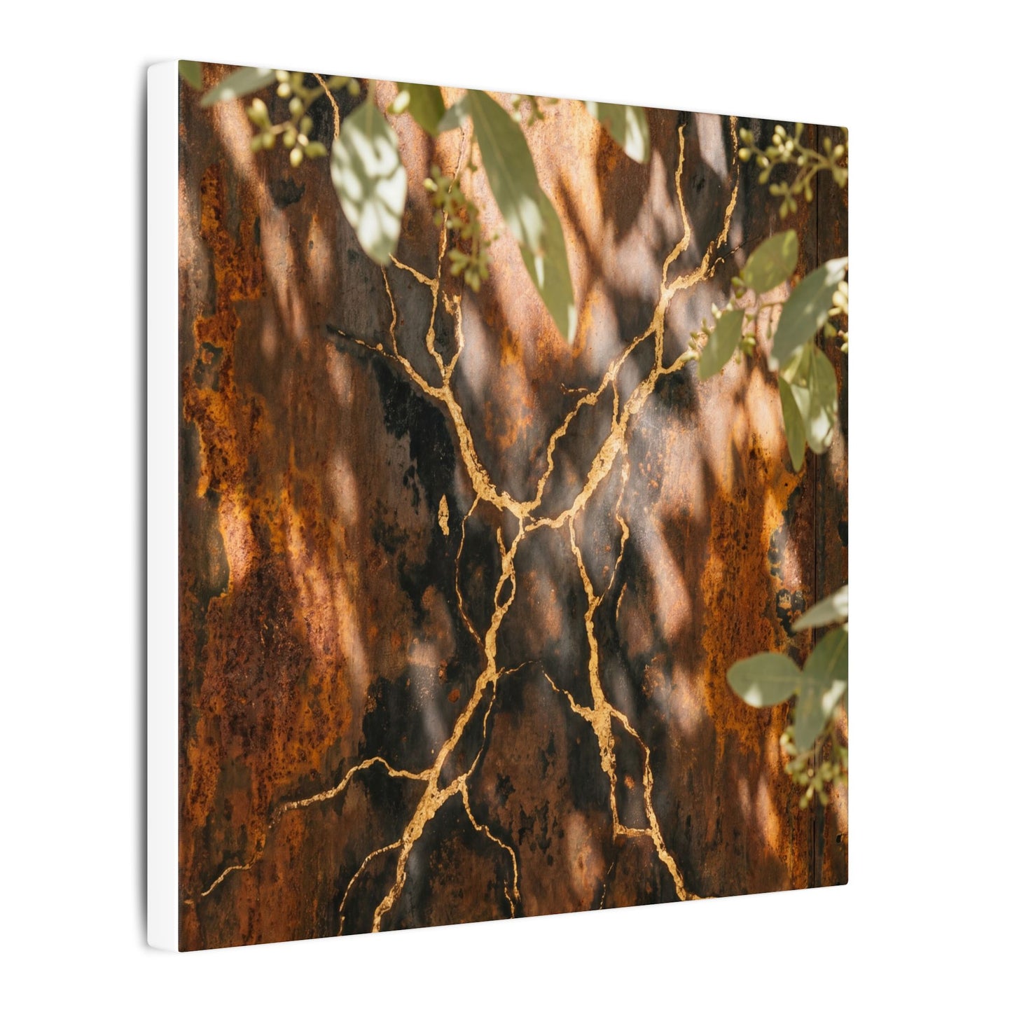 Kanso Rust Patina Canvas Art - Kintsugi Gold Vein