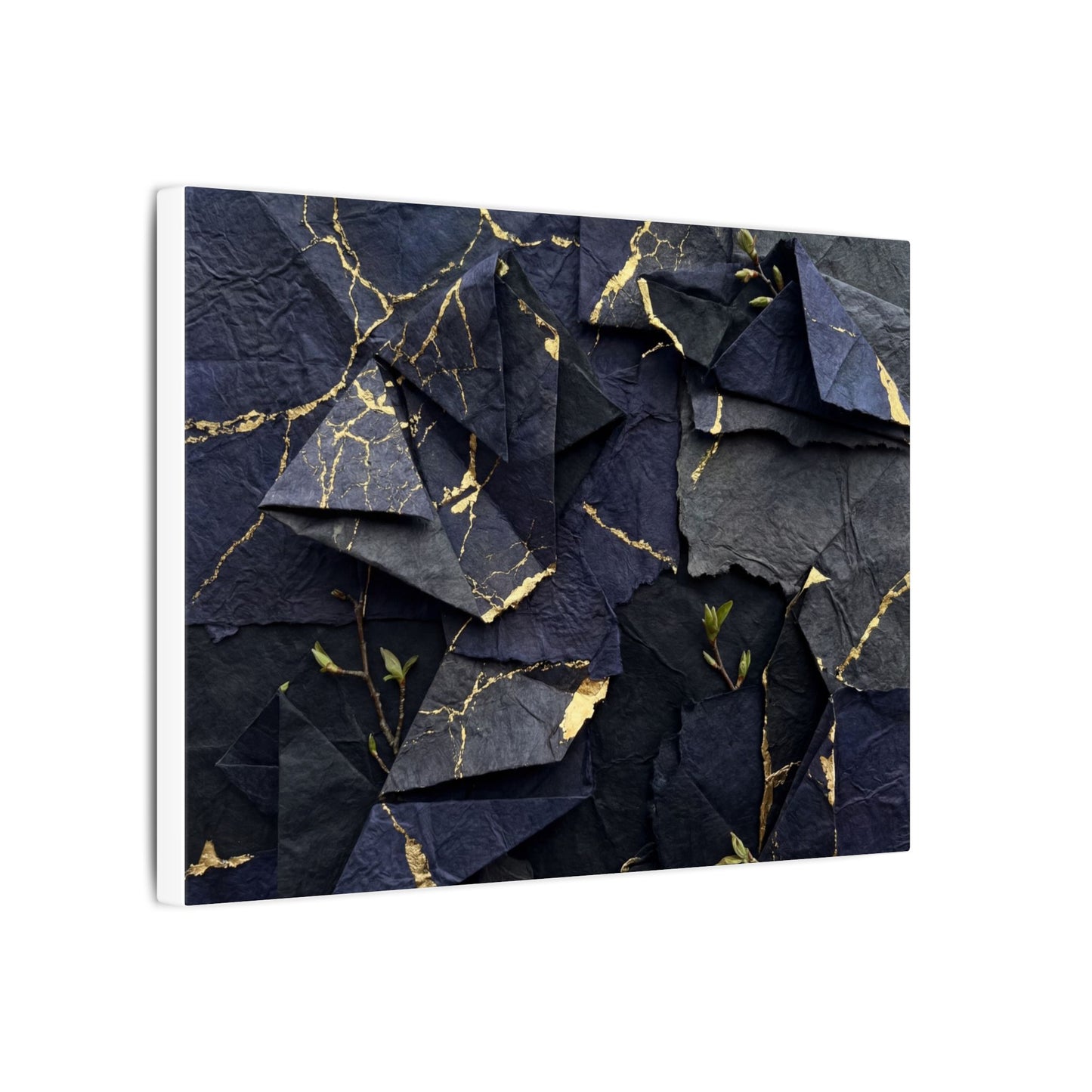 Beautiful Paper Fold Canvas Art - Crackle Gold Kintsugi
