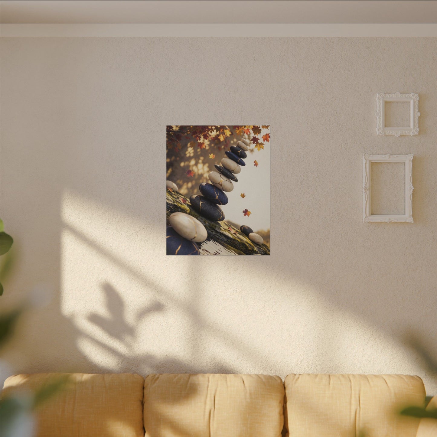Ma River Stones Canvas Art - Kintsugi Gold Vein