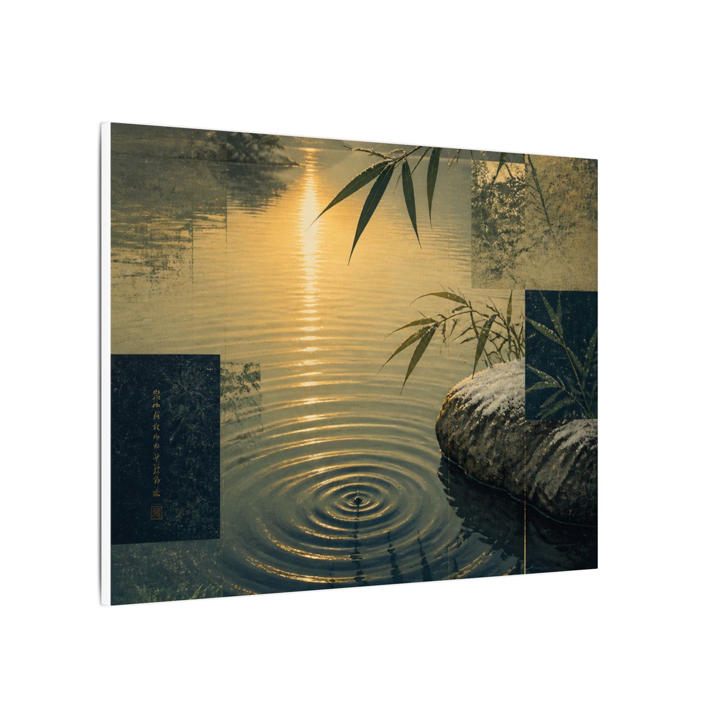 Zen Water Ripple in Golden Hour | Ukiyo E Inspired Canvas Art