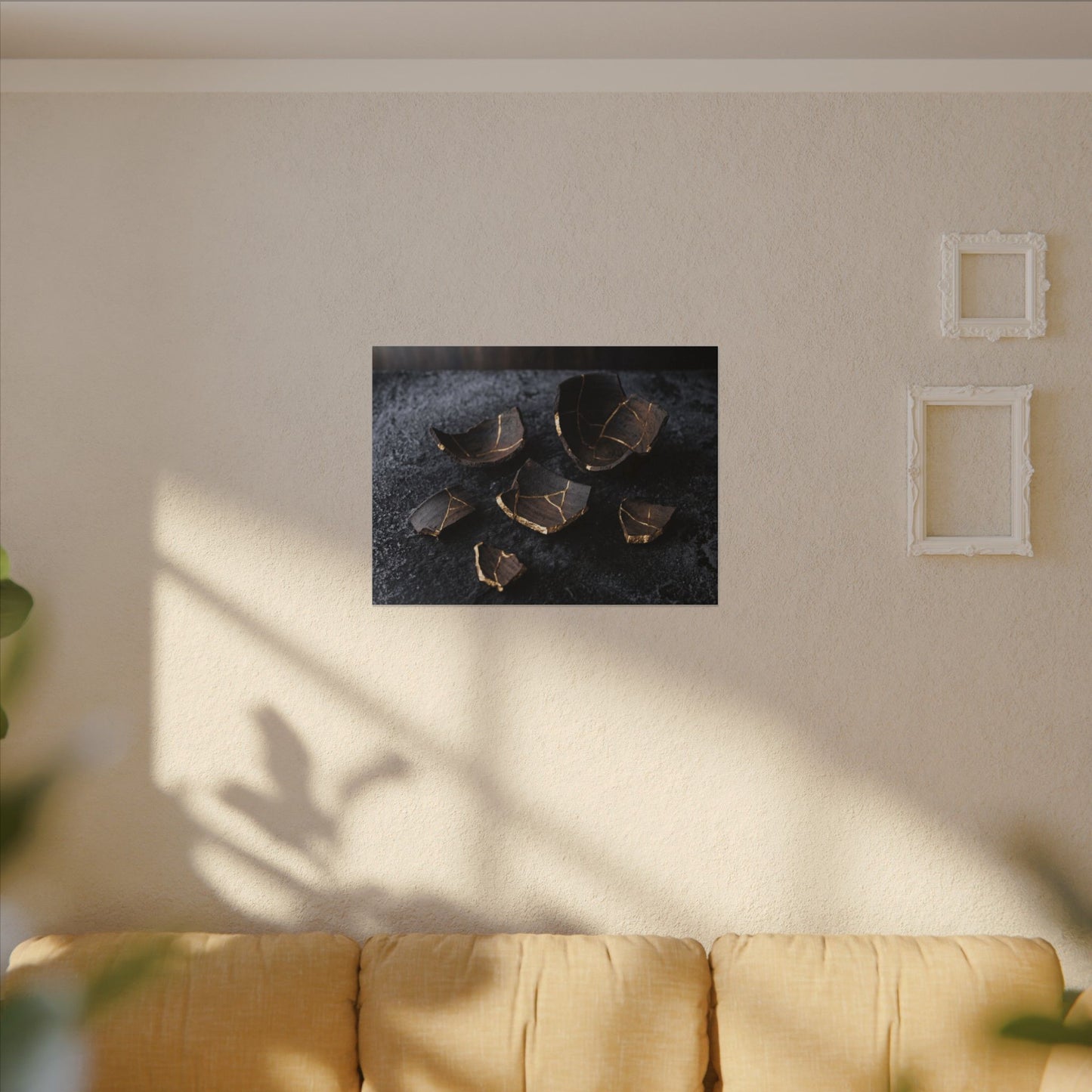 Winter Broken Pottery Shadow Zen Canvas Art | Bold Decor