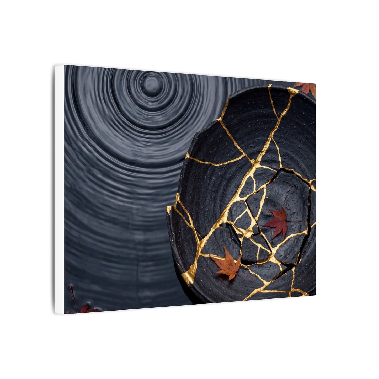 Philosophical Water Ripple Canvas Art - Gold Repair Kintsugi