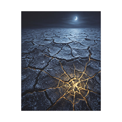 Moonlight Cracked Earth Canvas Art - Kintsugi Mono No Aware