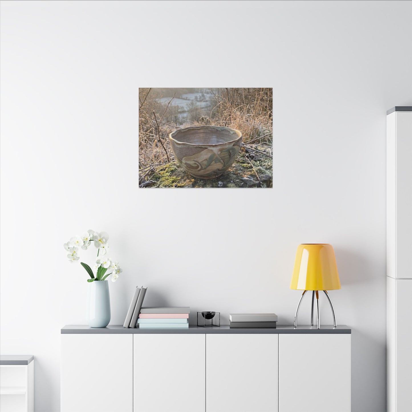 Golden Hour Ceramic Bowl Canvas Art - Japandi Shibui