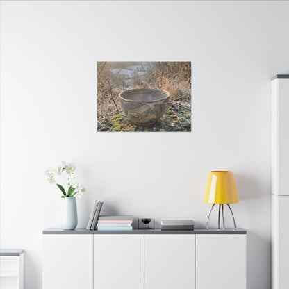Golden Hour Ceramic Bowl Canvas Art - Japandi Shibui