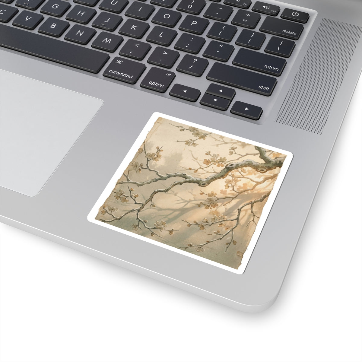 Winter Cherry Blossom Japanese Pattern Sticker | Neutral Decor Art Print