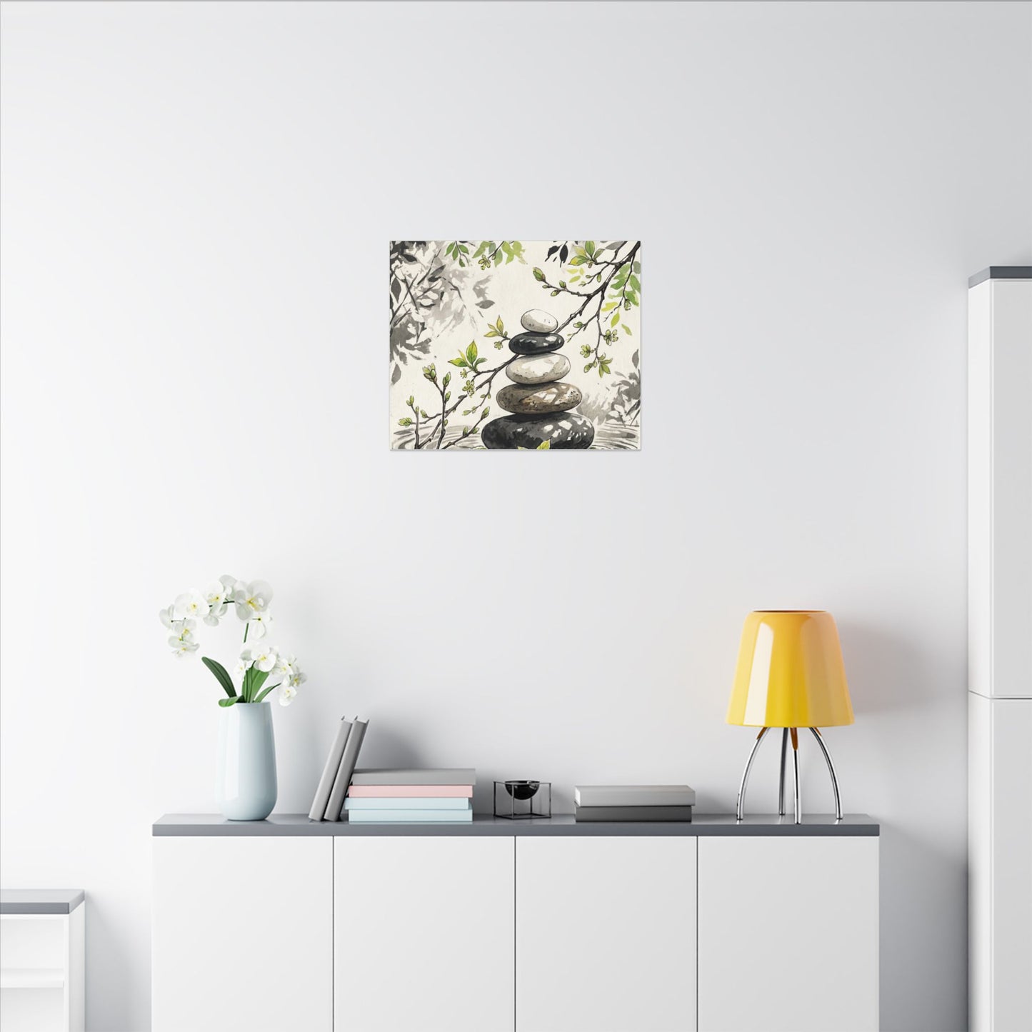 Spring River Stones Japanese Pattern Canvas Art | Elegant Decor