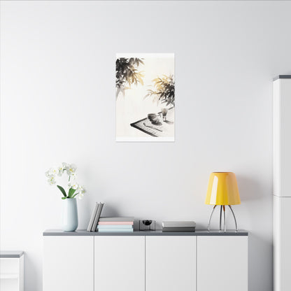 Tea Ceremony Sumi E Canvas Art | Serene Zen Art