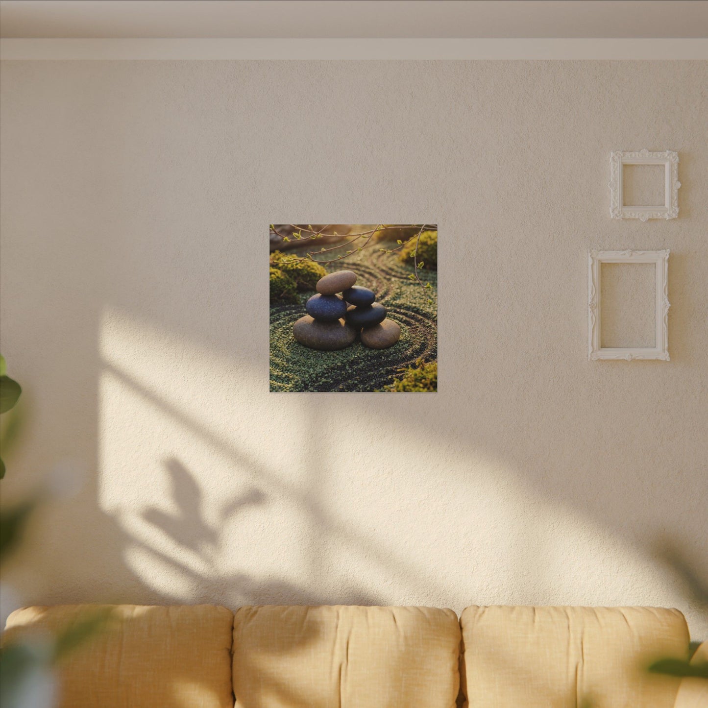 Zen River Stones in Golden Hour | Karesansui Canvas Art