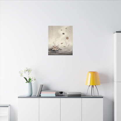 Lotus Flower Canvas Art | Autumn Zen Ukiyo E Inspired Art