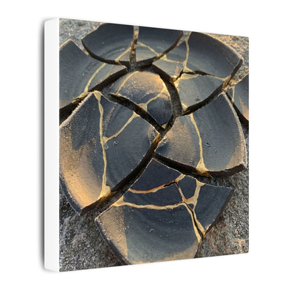 Broken Pottery Winter Canvas Art | Kintsugi Resilient Design