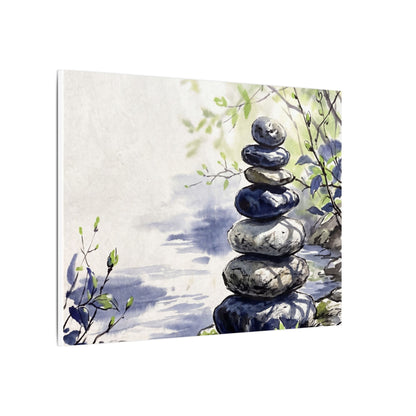 River Stones Sumi E Canvas Art | Serene Zen Art