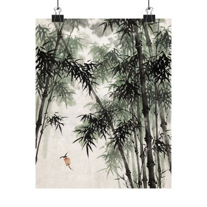 Bamboo Grove Sumi E Wall Art Print | Tranquil Zen Art Art Print