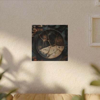 Kintsugi Rust Patina in Dawn | Gold Repair Canvas Art