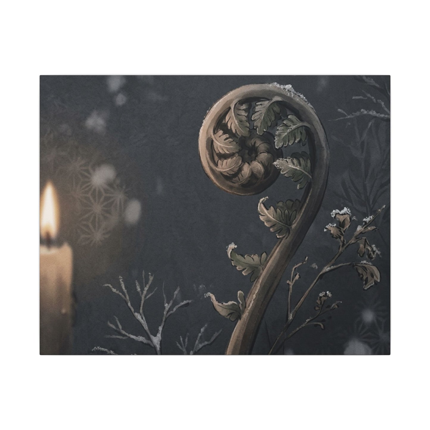 Candlelight Fern Unfurling Canvas Art - Japandi Ma