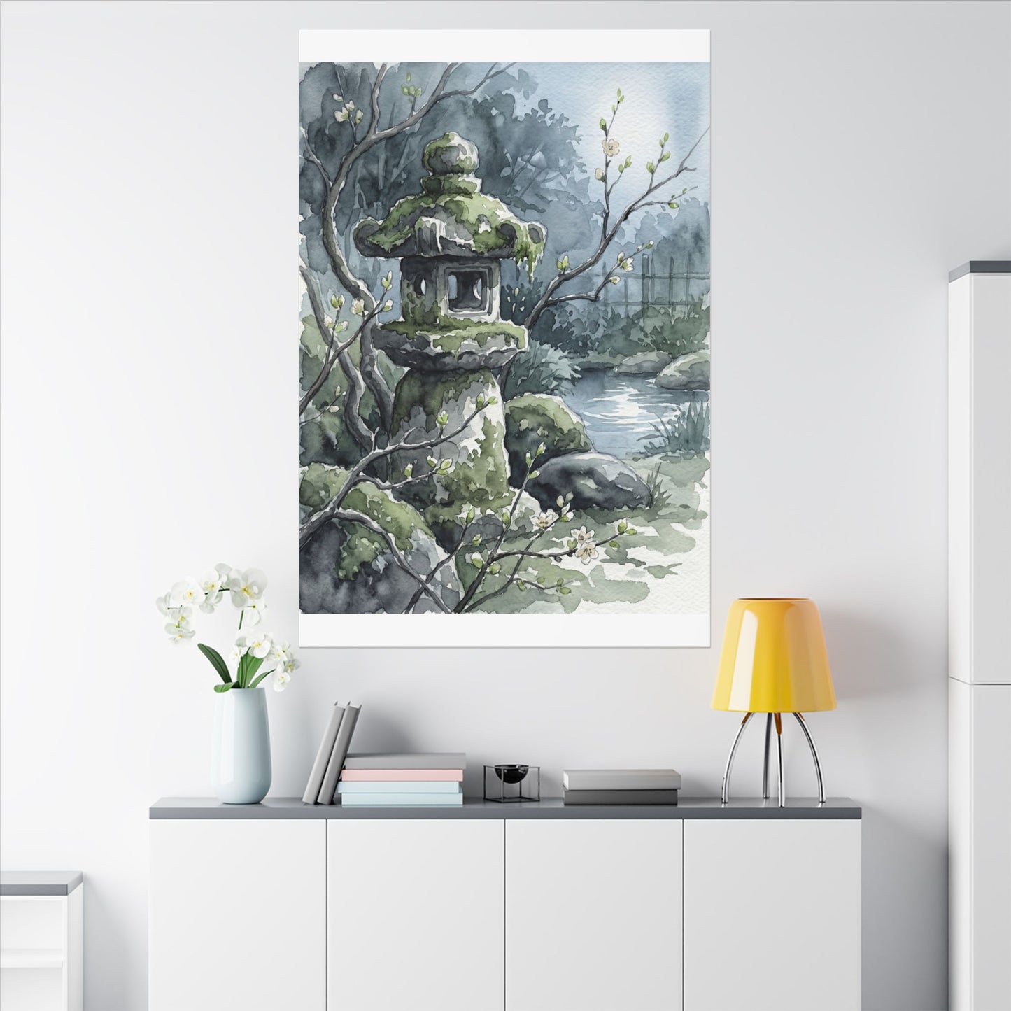 Moonlight Stone Lantern Canvas Art - Japandi Seijaku