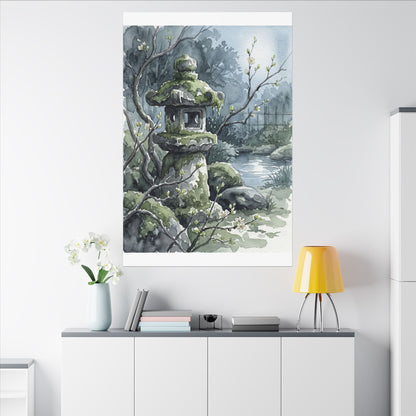 Moonlight Stone Lantern Canvas Art - Japandi Seijaku
