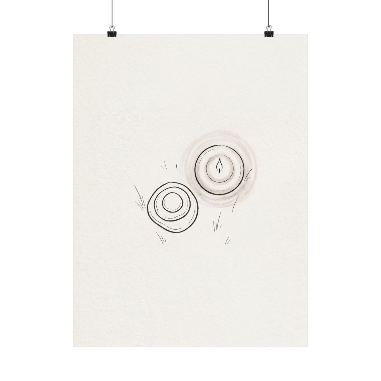 River Stones Minimal Line Wall Art Print | Neutral Japandi Art