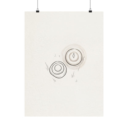 River Stones Minimal Line Wall Art Print | Neutral Japandi Art