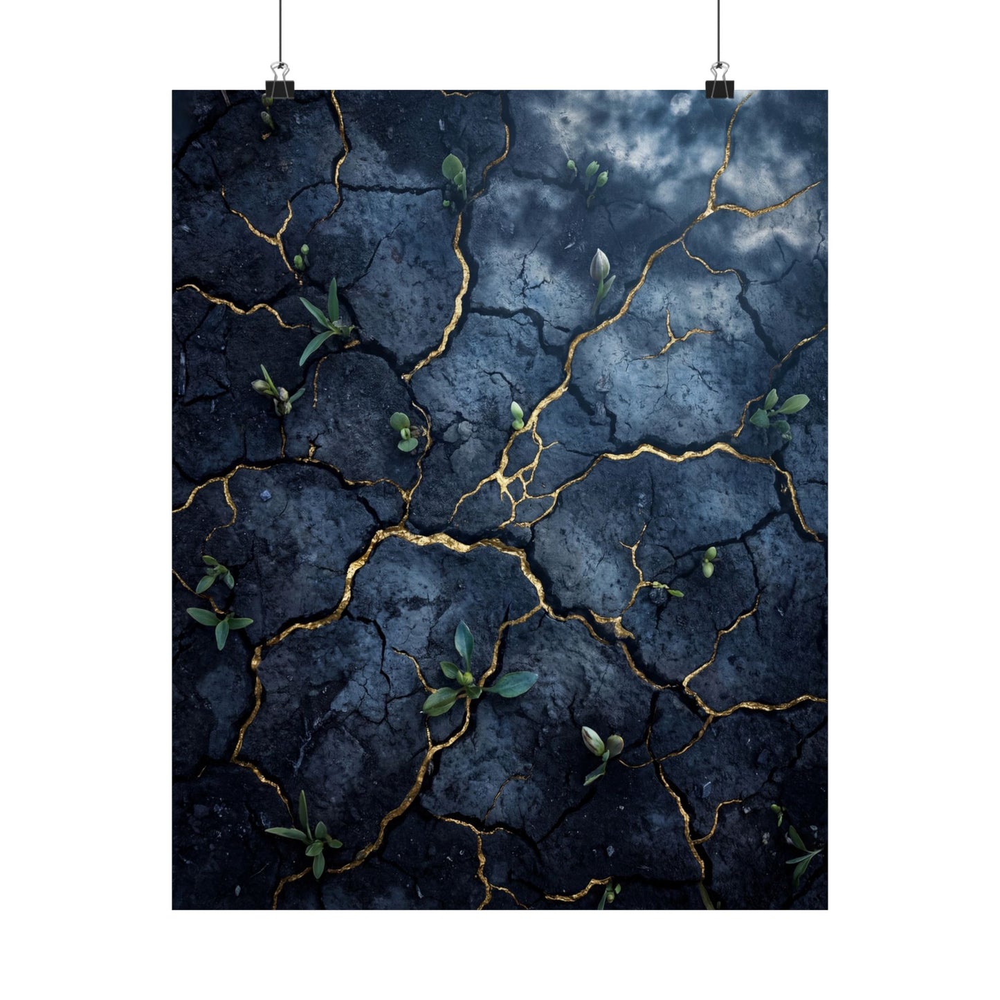 Shibui Cracked Earth Wall Art Print - Kintsugi Broken Beauty Art Print
