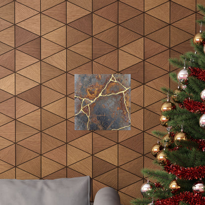 Kintsugi Rust Patina in Overcast | Gold Repair Wall Art Print