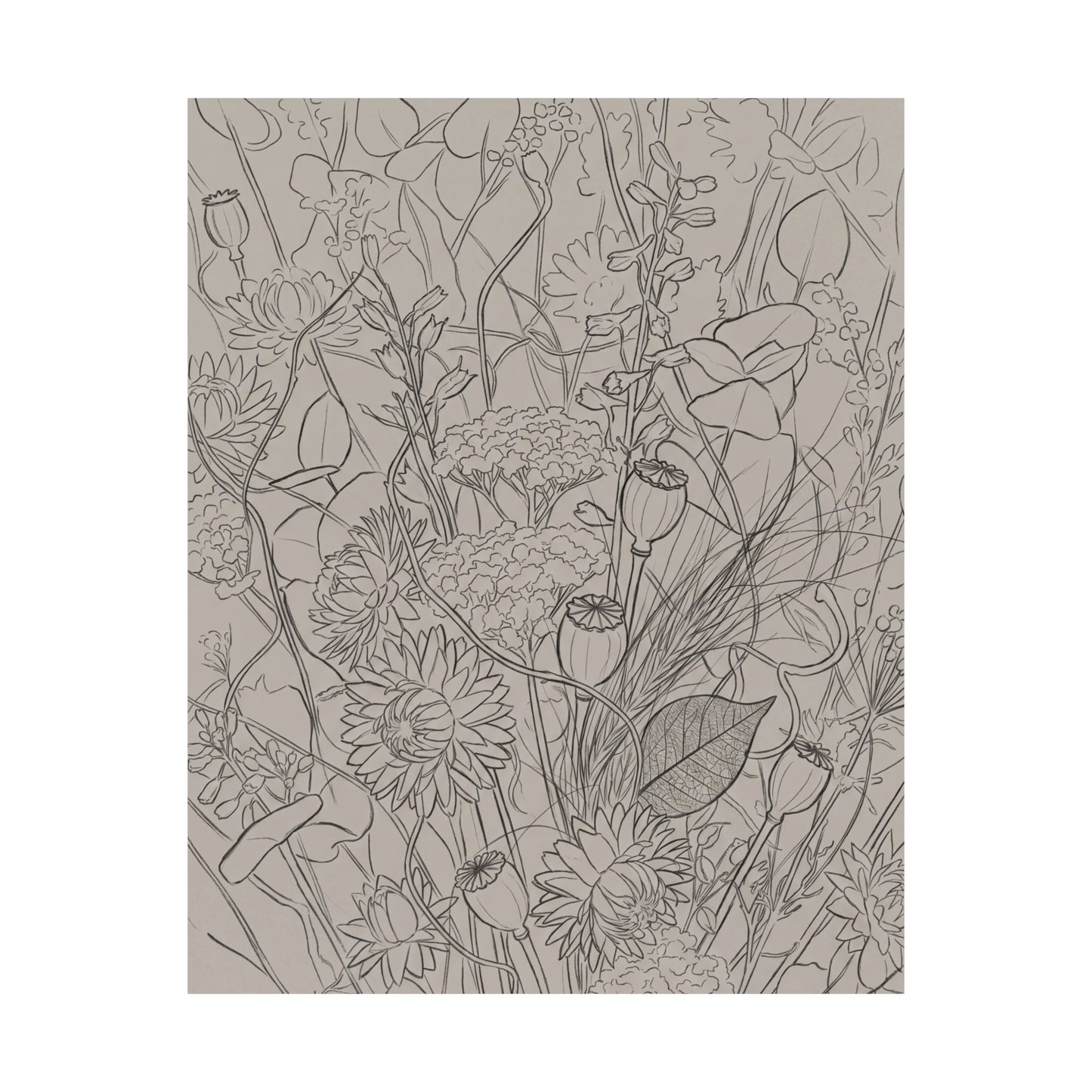 Summer Dried Flowers Minimal Line Wall Art Print | Cozy Decor