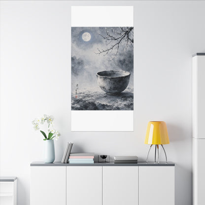 Seijaku Ceramic Bowl Canvas Art - Zen Sumi E
