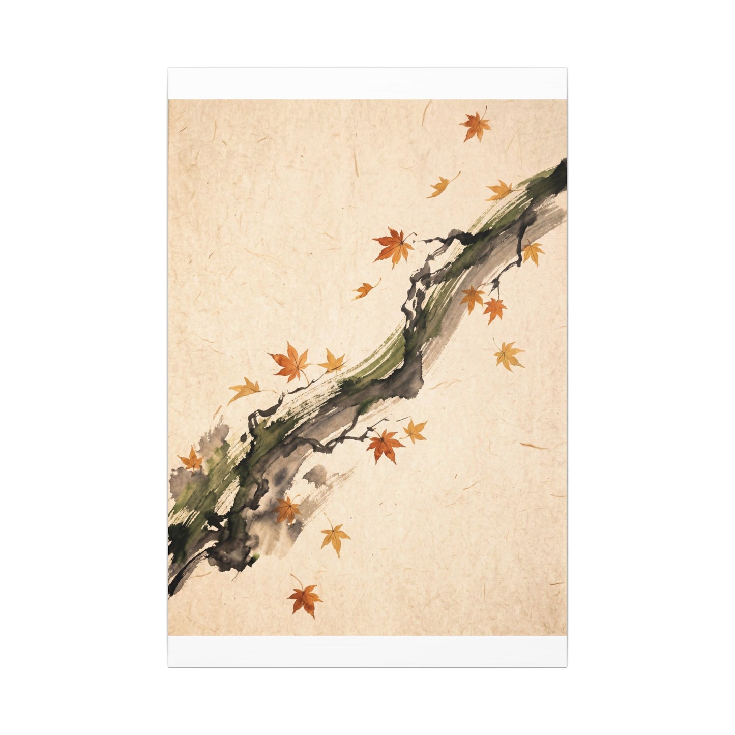 Ink Brushstroke Autumn Canvas Art | Zen Calm Design