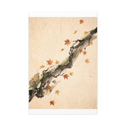 Ink Brushstroke Autumn Canvas Art | Zen Calm Design