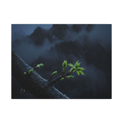 Moonlight Mountain Mist Canvas Art - Dark Japandi Kanso