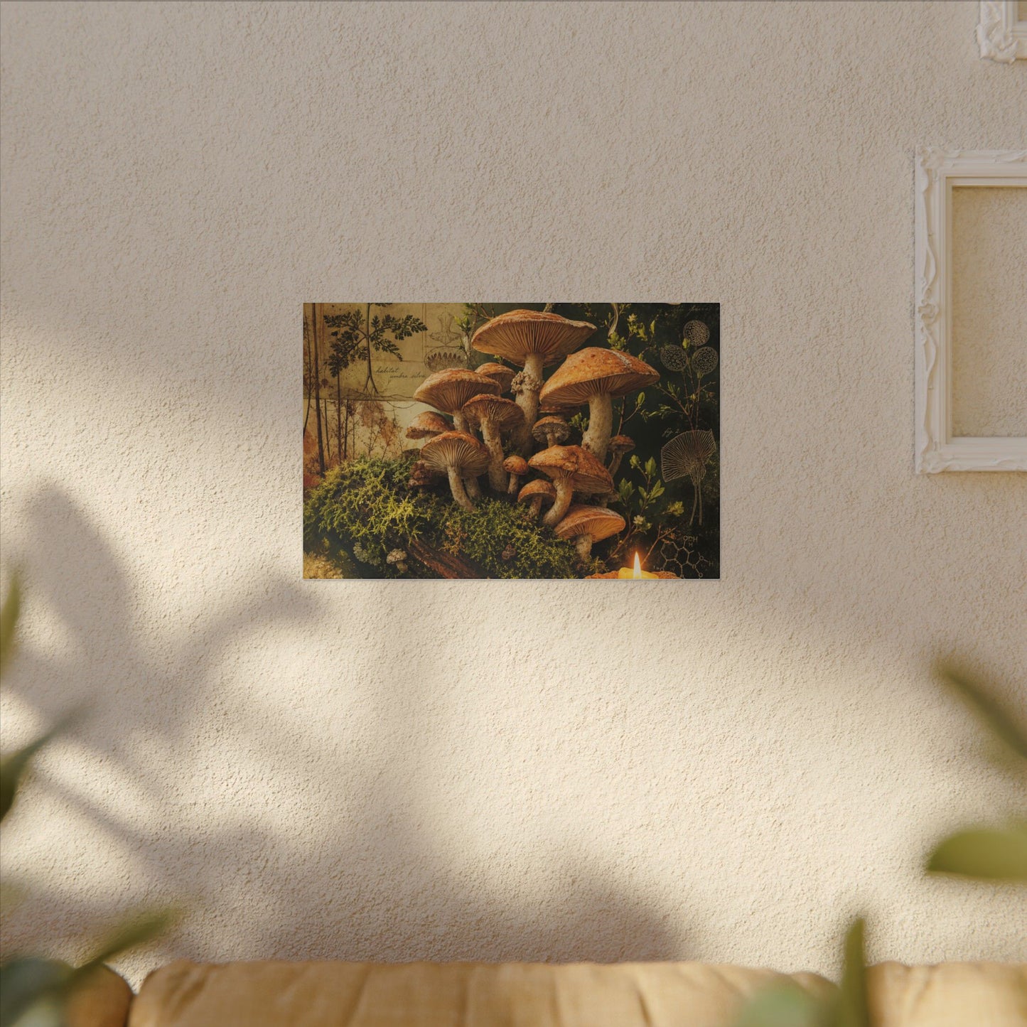 Spring Wild Mushrooms Herbarium Canvas Art | Earthy Decor