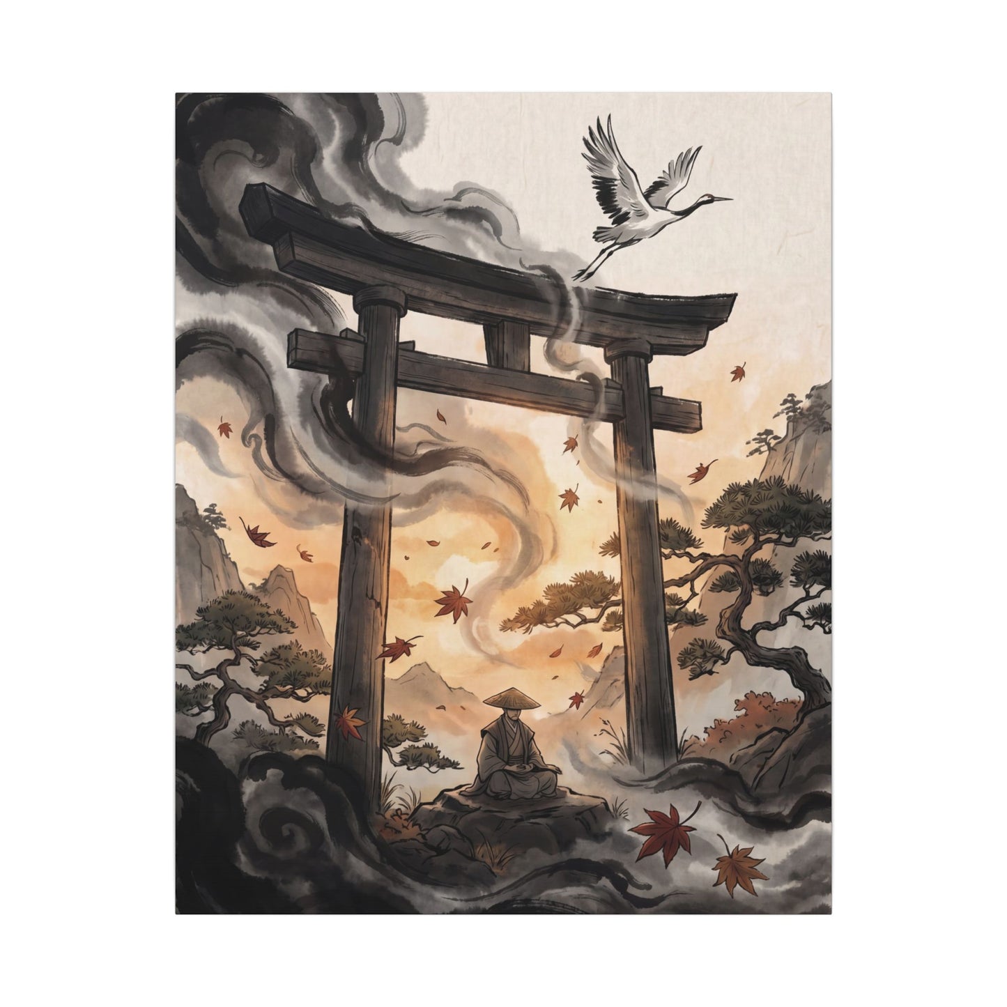 Torii Gate Ukiyo E Inspired Canvas Art | Serene Zen Art