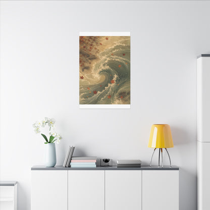 Japandi Ocean Wave in Candlelight | Japanese Pattern Canvas Art
