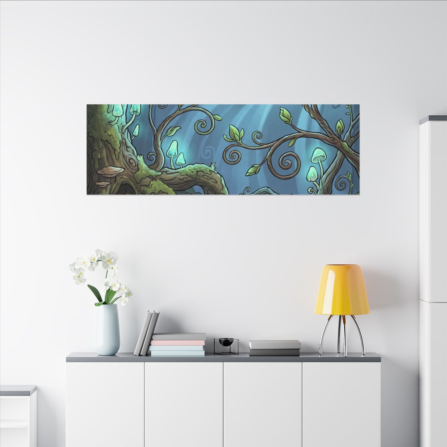 Spring Tea Ceremony Forest Whimsy Canvas Art | Cozy Decor