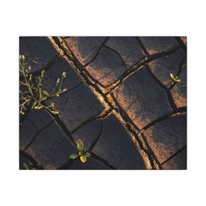 Kintsugi Cracked Earth in Golden Hour | Gold Vein Canvas Art
