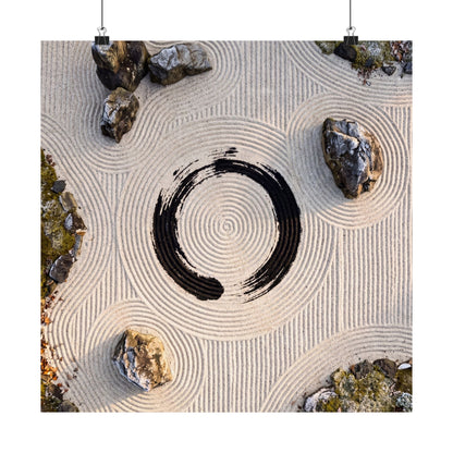 Seijaku Rock Garden Wall Art Print - Zen Enso
