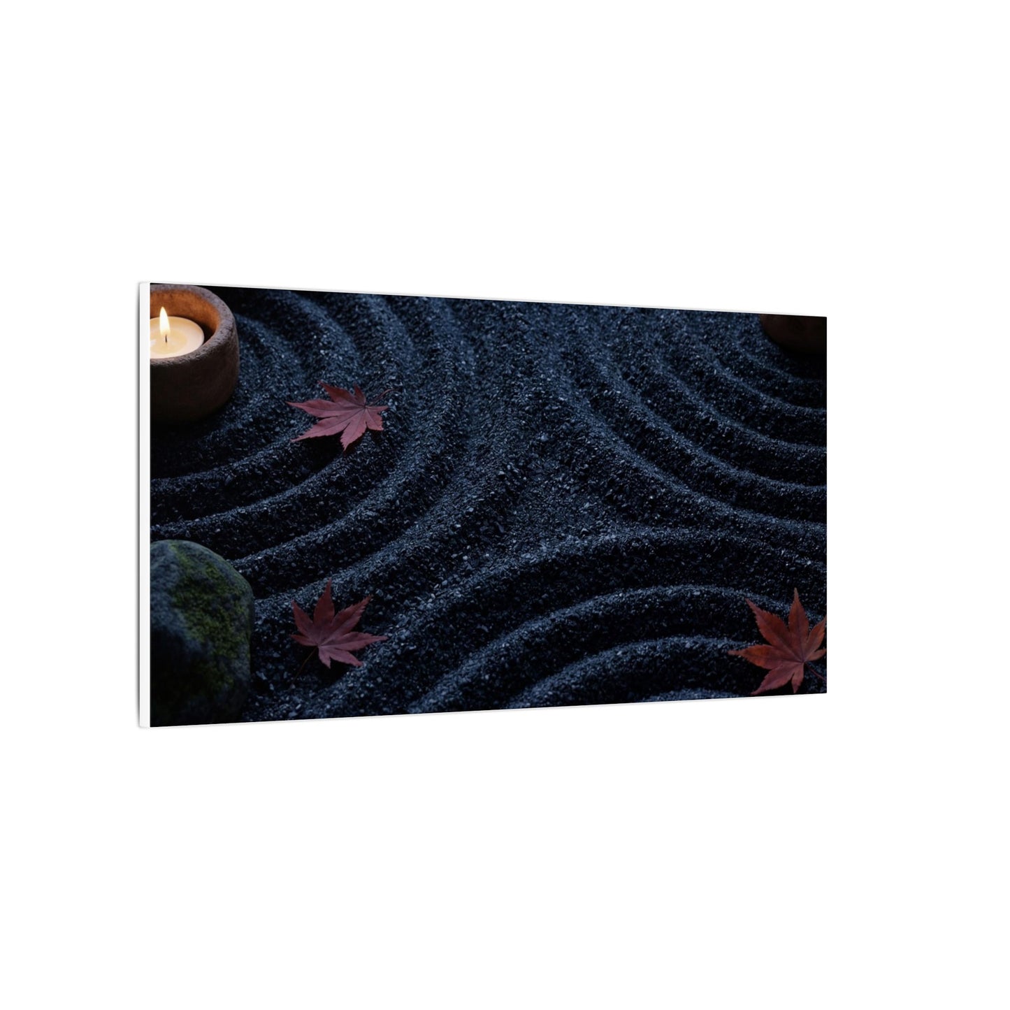 Seijaku Rock Garden Canvas Art - Dark Japandi Dark Texture