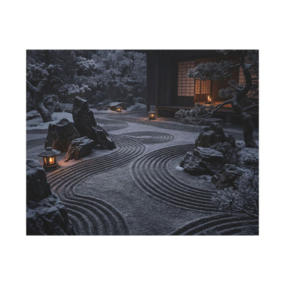 Candlelight Rock Garden Canvas Art - Dark Japandi Fukinsei