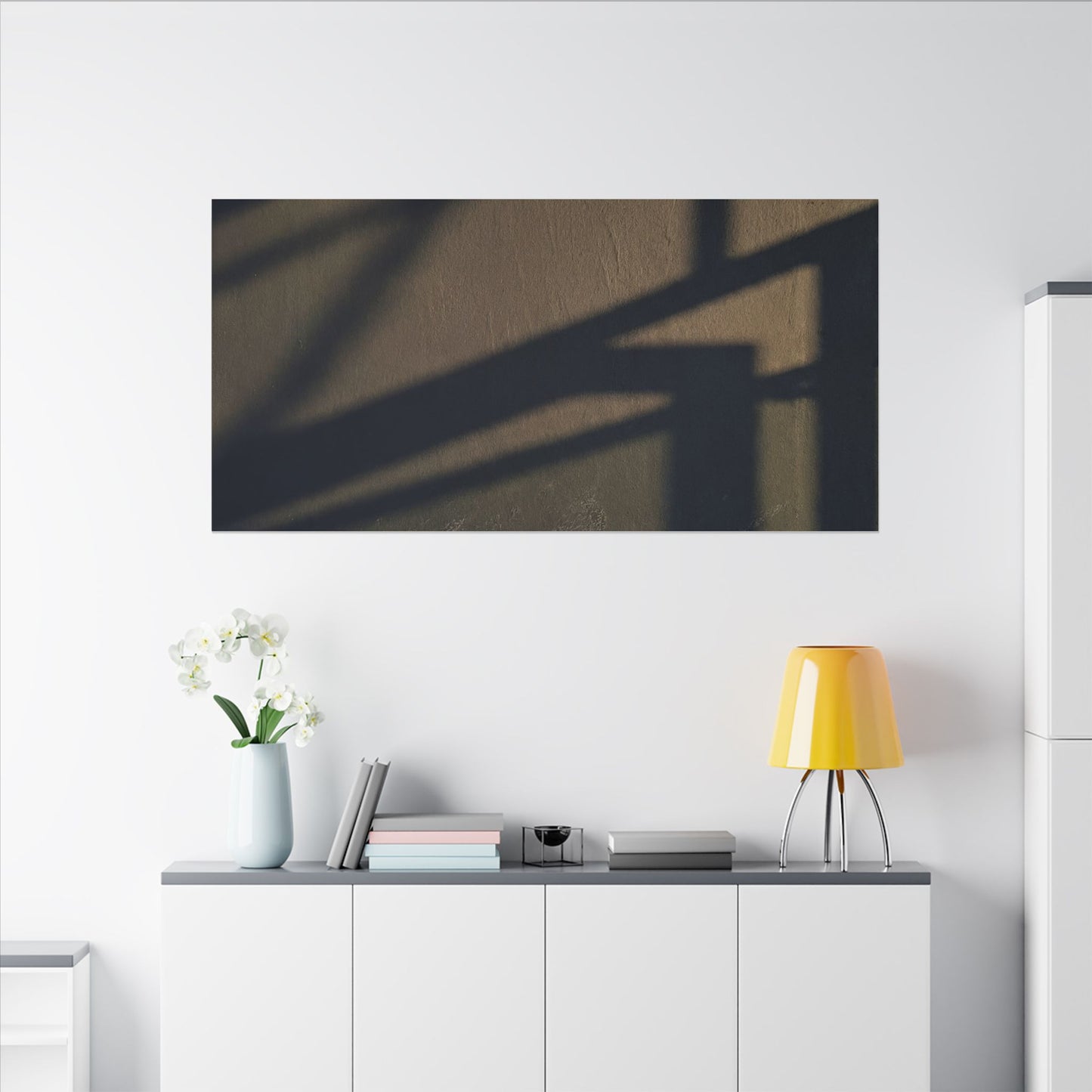 Sophisticated Shadow Play Canvas Art - Moody Minimal Dark Japandi