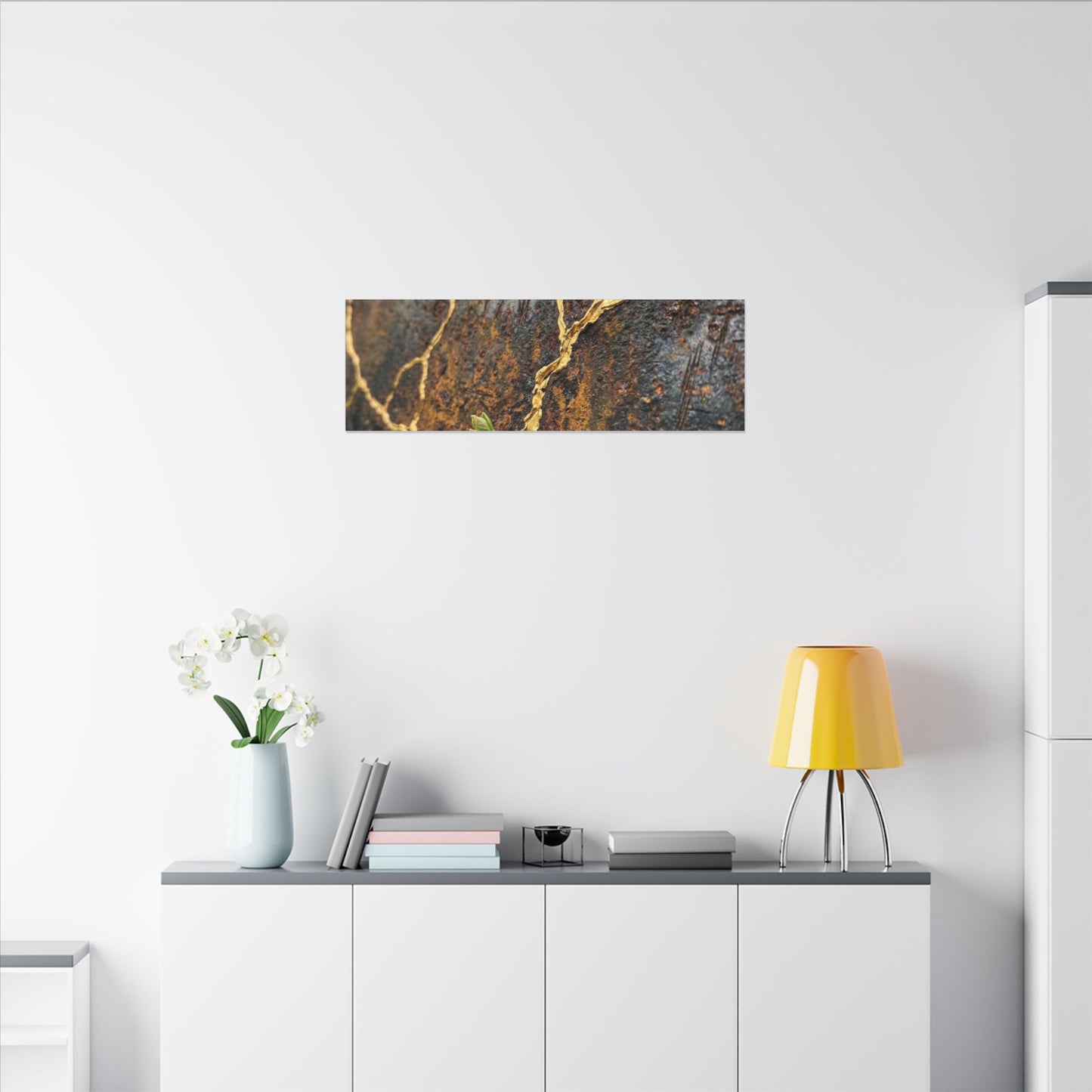 Mono No Aware Rust Patina Canvas Art - Kintsugi Gold Repair