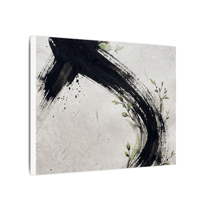Ink Brushstroke Spring Canvas Art | Dark Japandi Sophisticated Design