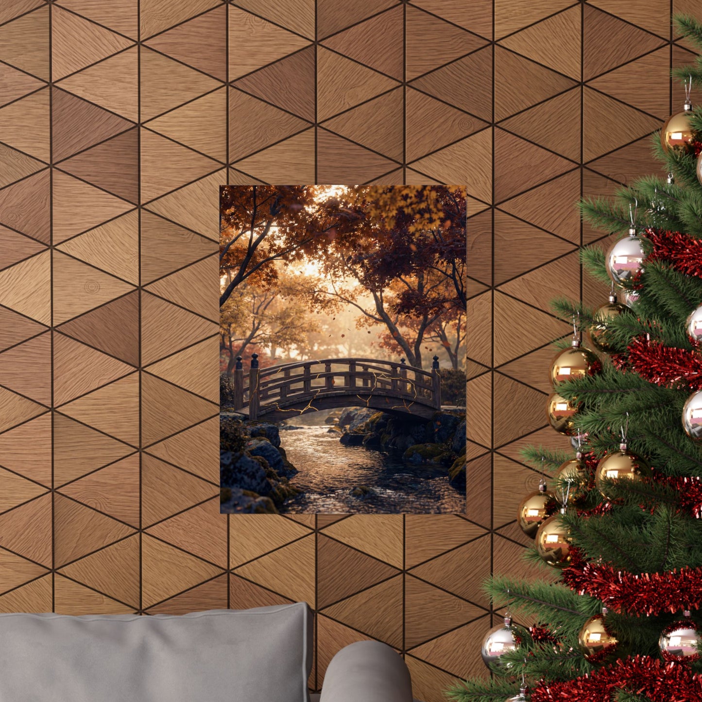 Philosophical Wooden Bridge Wall Art Print - Gold Vein Kintsugi